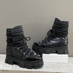 Aldo Black Women's Lace-Up Boots Combat Moto Style Size 7.5